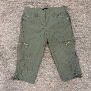 Green Capri Pants - Rhinestones - Gold Zippers - Size 4 White House Black Market